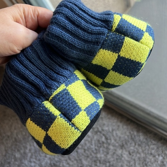 NWT Free People Sleepover Bootie Slippers, checker blue and yellow, size 8 - Picture 7 of 14